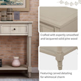 ZUN Series Console Table Traditional Design with Two Drawers and Bottom Shelf 67551365