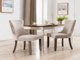 Furniture,Upholstered Wing-Back Dining Chair with Backstitching Nailhead Trim and Solid Wood 84887782