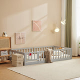 Fence Bed With Door With Board Grey Painted Pine Twin Children's Bed 50876733