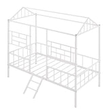 Metal House Bed Frame Twin Size with Slatted Support No Box Spring Needed White MF289091AAK