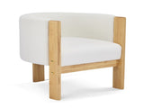 Upholstered Dining Chairs Set of 2, Natural Rubber Wood Frame and White Boucle Fabric, Modern N779P341538W