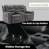 2 Seater Home Theater Recliner Manual Recliner Chair with a Storage Box and Two Cup Holders for WF323619AAE