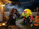 2 Pcs Sound Activated Halloween Animated Decorations, 11" Grim Reaper & 10.5" Creepy Clown Tabletop 77447778