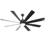 ZUN 72 Inch Large Ceiling Fans with Lights and Remote Control 6 Wind Speed DC Motor Black for Living W934P230674