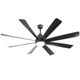 ZUN 72 Inch Large Ceiling Fans with Lights and Remote Control 6 Wind Speed DC Motor Black for Living W882P216909