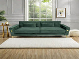FX-P18-RG2 Luxury Emerald Green Velvet Sofa with Gold Accents - Modern 3-Seat Couch with Plush W57664704
