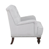 Luxurious Living Room Accent Chair 1pc White Gray Fabric Upholstered Button Tufted Nailhead Trim B011126021