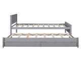Twin Size Platform Bed with Trundle and Drawers, Gray WF298815AAE