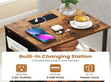 2pcs Nightstand with LED Lights & Charging Station, 2 Folding Fabric Drawers 08611489
