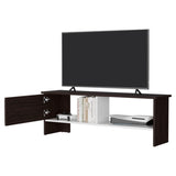 Walnut and White Entertainment Center with a Door and Open Storage B062P290231