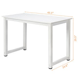 white desktop white pipe frame P2 particleboard with triamine steel feet 110cm computer desk 76997626