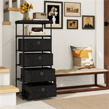 4-Drawer Fabric Storage Cabinet - Removable Foldable Drawers, Industrial Wood Top, Metal Frame with 35054697