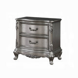 Wooden Nightstand with 2 Drawers in Antique Platinum Finish B016P256539