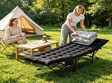 Black Foldable Heavy Duty Camping Cot 330LBS, Portable Outdoor Sleeping Bed with Cushion & Carry 22503143