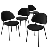 Set of 4 Upholstered Boucle Fabric Dining Chairs Mid-Century Modern Dining Chairs with Curved W3010P291312