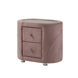 Velvet Upholstered Nightstand with 2 Drawers, Pink B016P257208