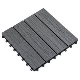 12" x 12" Interlocking Deck Tiles, Pack of 11 Outdoor Flooring Patio Tiles-Grey-AS 90447417
