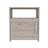 ZUN Nordico Nightstand , End Table, Side Table One Shelf, Single Door Cabinet, Metal Handle -Light Gray B20091971