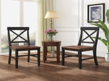 Roshan Farmhouse Acacia Wood Dining Chairs, Black / Walnut 62888.00BWALN