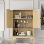 ZUN Over The Toilet Storage Cabinet, Bathroom Shelves Over Toilet with 2 Rattan Doors&Adjustable W282P196032