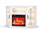 White Corner Fireplace TV Cabinet, 109.5*51*81.3cm, Embossed Particle Board 48588388
