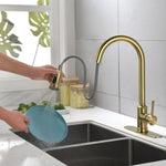 ZUN Single Handle High Arc Pull Out Kitchen Faucet,Single Level Stainless Steel Kitchen Sink Faucets 25914519