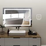 ZUN LED Mirror for Bathroom 28x36 with Lights,Anti-Fog, Dimmable, Backlit + Front Lit, Lighted Bathroom 68220082