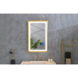42x24 Inch LED Frontlit Bathroom Mirror with Metal Frame, Wall Mounted Vanity Mirror with Smart 48886599