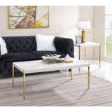 Rectangular Wooden Top Coffee Table, White and Gold B016P313022
