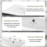 30-Inch bathroom vanity cabinet with ceramic basin, 3 drawers and adjustable shelves N729P176237B