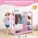 Pink Kids Wardrobe - 37"x15"x39.5" Size, 1 Solid Wood Hanger 1 Upper Shelf 2 Bottom 63793997