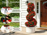 2 Pack Realistic Lifelike Faux Spiral Plant, All-Weather PE Artificial Flower Shrub for Indoor 11072086