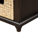 ZUN TREXM Rustic Storage Bench with 3 Drawers and 3 Rattan Baskets, Shoe Bench for Living Room, Entryway WF195161AAB