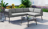 ZUN Modern Outdoor 3-Piece PE Rattan Sofa Set All Weather Patio Metal Sectional Furniture Set with 98475277