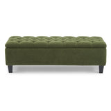 Ottoman Bench with Storage, Green Boucle Surface, Rubber Wood Legs, 300 lbs Capacity N779P294331G