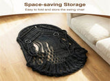 Black Boho Macrame Hanging Swing Chair with 2 Padded Cushions, 330LBS Capacity Hammock Chair for 92131278