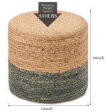 Round Pouf Ottoman Natural Seagrass Pouf Footrest, Foot Stool for Bedroom Living Room Accent 12921405