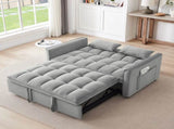 55.1-inch 3-in-1 convertible sofa bed, modern velvet double sofa Futon sofa bed with adjustable W2564P445798