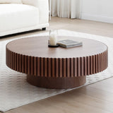 ZUN 39.37'' Round MDF Coffee Table Mid Century Modern Coffee Table Unique Coffee Table for Living Room W876P188697