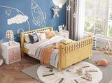 Full Size Wood Platform Bed for Kids, Wood Low Profile Full Bed with Rails for Girls and Boys, W2593P445130