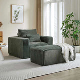 62.5-Inch Corduroy Sponge Sofa Lounge Chair with Removable footrest,No Assembly Required,Fluffy W834P206047