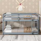 ZUN Solid Wooden, Solid Rubber Wooden Twin over Twin Loft Bed with Ladder, with Bed Platform of W504P191663