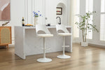 ZUN Bar Stools Set of 2 Modern White PU Counter Height Barstool, High Padded Swivel Adjustable Barstools W794P193339