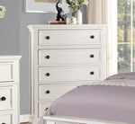 ZUN Casual White Finish 1pc Chest of Drawers Antique Bronze Tone Knobs Bun Feet Bedroom Furniture B01146547