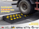 2 Pcs Heavy Duty Rubber Curb Ramp with Drain Channel & Reflective Strips for Driveway - M 57470856
