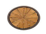 Outdoor Side Table, Dark Grey Rope and Acacia Wood, 25.80" Height, 16.14" Diameter, Elegant Long N770P354691D