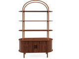 Arched Ceiling 4-Layer Open Shelving Double-Door Roller Shutter Display Case Locker with Black 60551979