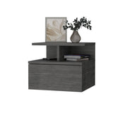 ZUN Augusta Floating Nightstand with 2-Tier Shelf and 1-Drawer B128P176117