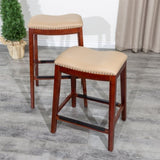 30" Bar Stool, Cherry Finish, Bone Leather Seat B04660608