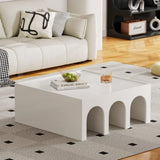 Multifunctional 4-Tier White Book Shelf & Coffee Table for Living Room Bedroom Dining Room Study W1801137471